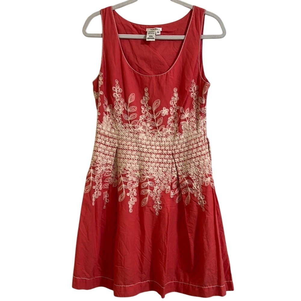 Sophie Max‎ Coral Sleeveless Dress with White Floral Design